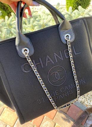 Женская сумка черная текстиль турция, сумка шоппер женская сумка текстиль в стиле chanel шаннель5 фото