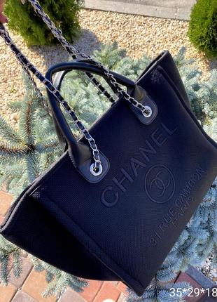 Женская сумка черная текстиль турция, сумка шоппер женская сумка текстиль в стиле chanel шаннель4 фото
