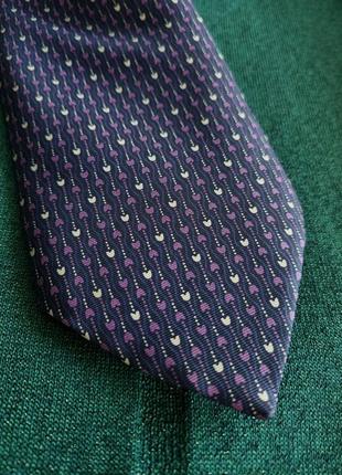100% шовк брендова шовкова оригинальна синя краватка в сердечки marks & spencer