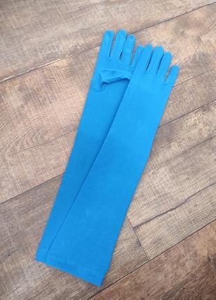 Перчатки синие длинные 50см перчатки синие