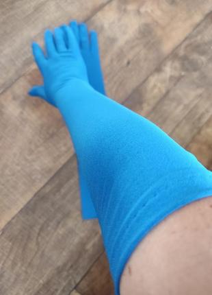 Перчатки синие длинные 50см перчатки синие