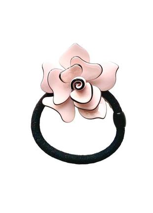 Резинка для волосся «ніжно-рожева троянда» chaplet paris, французька якість3 фото