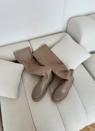 Высокие коричневые кожаные ботфорты на осень/зиму2 фото