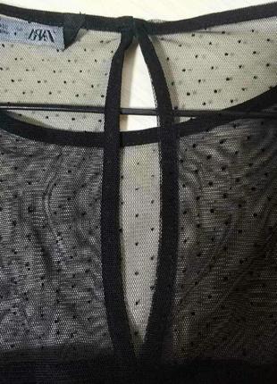 Прозрачная блузка блуза сетка горох бренд zara зара, р.l4 фото