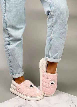 Зимние тапочки lr superme для улицы тапочки тапки на меху пудра