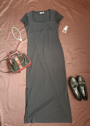 Платье длинное с разрезами и сеткой1 фото