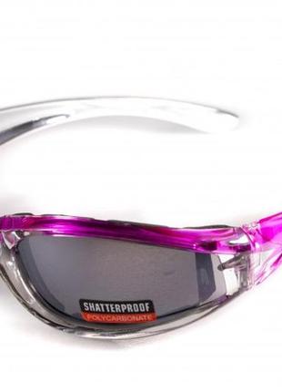 Очки защитные с уплотнителем global vision flashpoint pink-silver (silver mirror) зеркальные серые1 фото