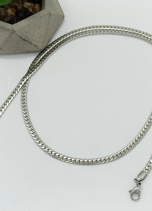 Ланцюг медсталь родій , панцирний плоский  , 60см, закутня