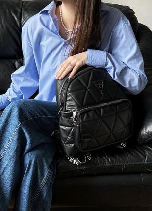 Стильный черный женский рюкзак guess стеганый рюкзак эко кожа кожаный женский рюкзак повседневный рюкзак из эко-кожи4 фото