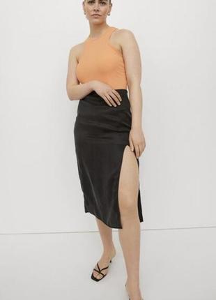 Сатиновая юбка с розрезом h&amp;m zara xs
