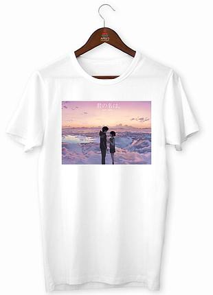 Футболка с оригинальным принтом "your name твое имя taki tachibana mitsuha miyamizu