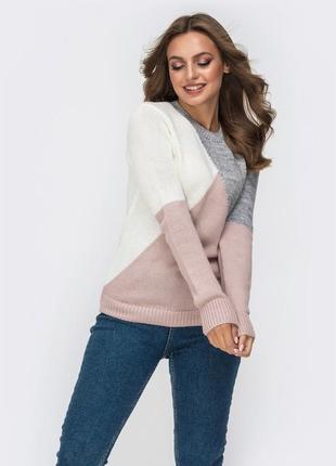 Базовий светр прямого крою в стилі color block.1 фото