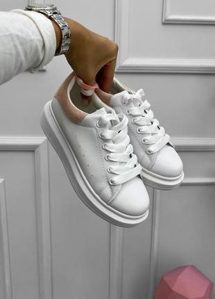 Женские кроссовки белые кеды на шнурках