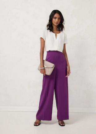 Красивые брюки широкие эластичные фиолетовые 16хл