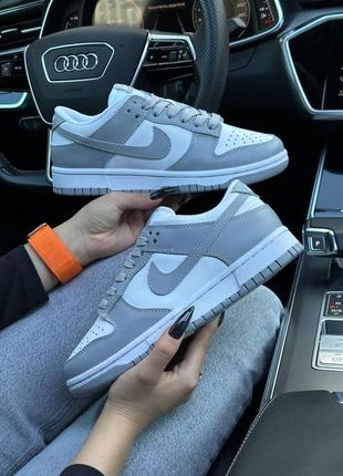 Жіночі кросівки nike sb dunk low prm all white grey