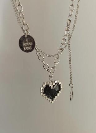 Подвеска в корейском стиле с сердцем4 фото