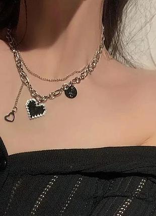 Подвеска в корейском стиле с сердцем3 фото