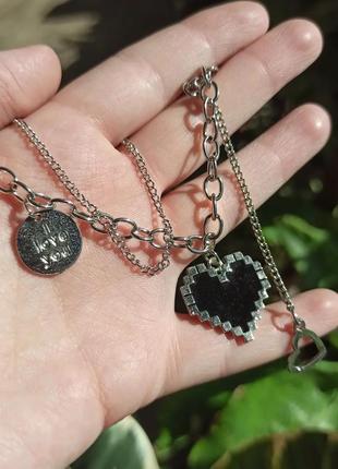 Подвеска в корейском стиле с сердцем2 фото