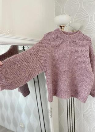 Вязаный свитер из натуральной нити в холодном розовом оттенке от итальянского бренда crystal girl размера xxs-xs4 фото