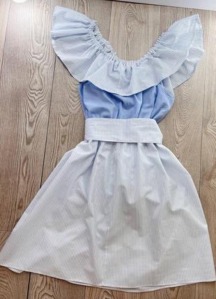 Шикарні міні сукня з воланом плеча4 фото