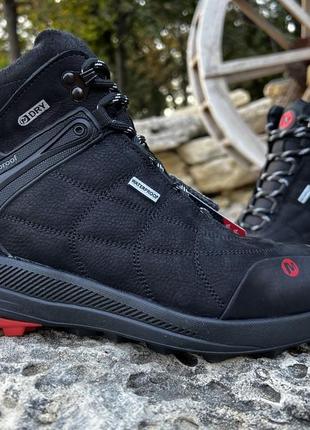 Зимние кожаные ботинки, кроссовки термо, merrell gore-tex waterproof black1 фото