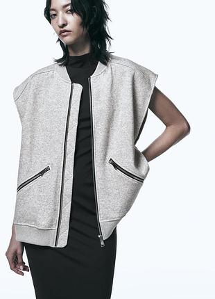 Плюшевий сірий жилет zara new