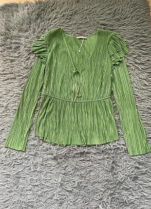 Zara яркая стильная блузка плиссе из свежих коллекций