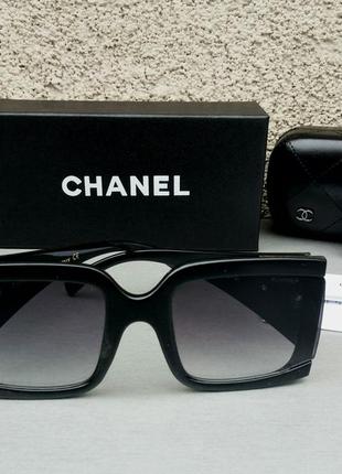 Окуляри в стилі chanel жіночі сонцезахисні окуляри великі квадратні чорні1 фото