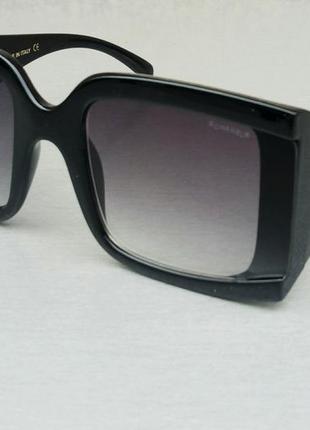 Очки в стиле chanel  женские солнцезащитные большие квадратные черные4 фото