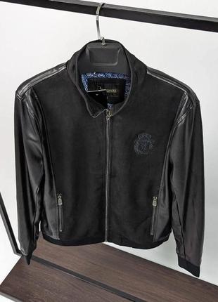 Брендовая куртка billionaire, экокожа+экозамш, черного цвета2 фото