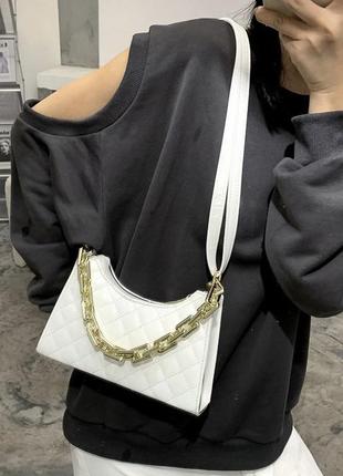 Женская сумочка через плечо белая3 фото