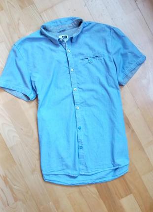 Рубашка с коротким рукавом cropp сорочка голубая рубаха