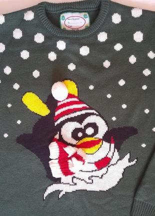 Теплый зимний свитер с новогодней тематикой, xl-3xl/423 фото