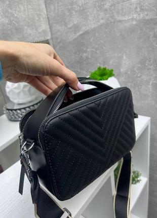 Черная практичная универсальная стильная качественная сумочка5 фото