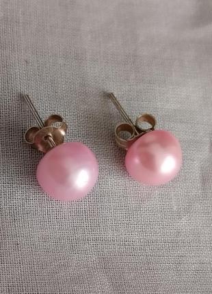 Sasb 925 срібні сережки з перлами рожевими6 фото