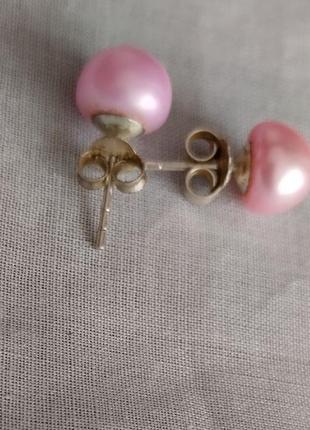 Sasb 925 срібні сережки з перлами рожевими7 фото