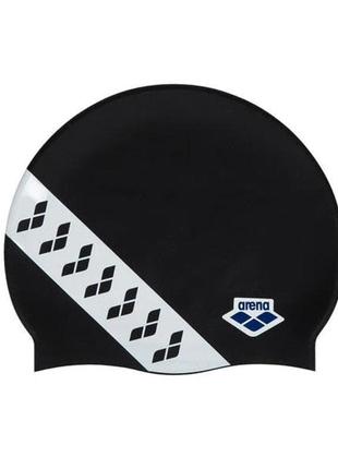 Шапка для плавання arena icons team stripe cap чорний, білий уні osfm