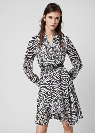 Ассиметричное платье-рубашка, платье миди с монохромным животным принтом премиум all saints🔥1 фото