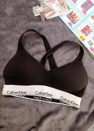 Бюстгальтер calvin klein черный бюстгальтер-топ спортивный хлопковый лиф