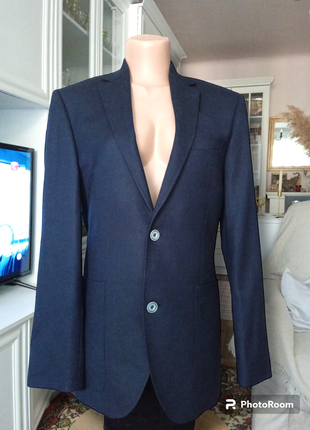 Женский мужской пиджак унисекс темно-синего цвета шерсть итальянский