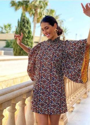 Цветочное платье кимоно туника zara бренд классное стильное элегантное красивое2 фото