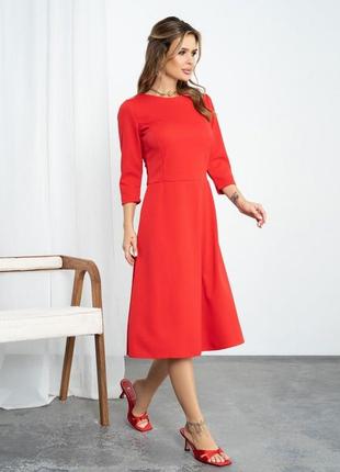 Красное классическое платье с рукавами 3/43 фото