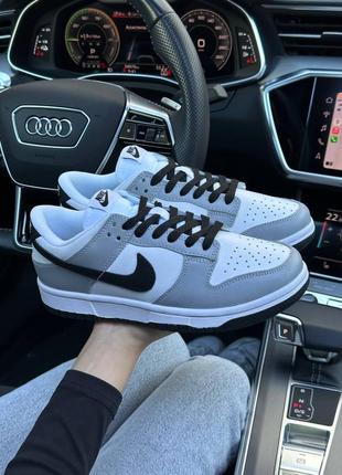 Женские кроссовки nike sb dunk low prm white grey black