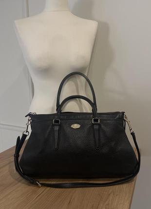 Шкіряна сумка бренд coach new york black leather