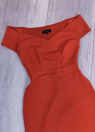 Фактурна сукня-олівець із відкритими плечима new look червоного кольору розмір 10 (м)4 фото