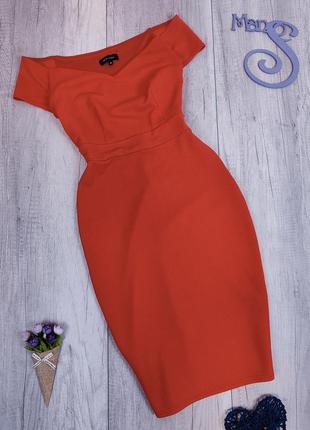 Фактурна сукня-олівець із відкритими плечима new look червоного кольору розмір 10 (м)3 фото