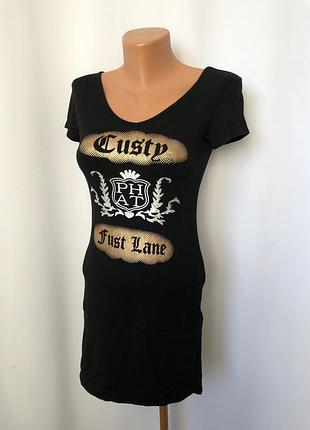 Готична футболка подовжена готік з написами сукня туніка europa moda
