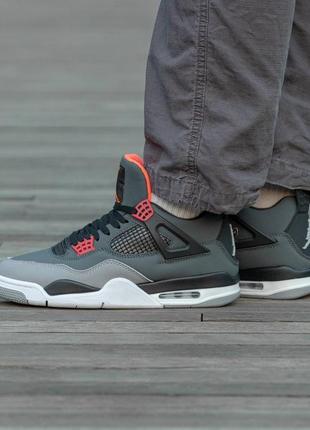 Кроссовки мужские air jordan retro 4 black\grey\red