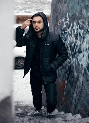 Зимняя куртка nike "европейка" черный4 фото