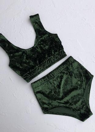 Костюм для занятий pole dance, танцы на пилоне, топ и трусы бархат